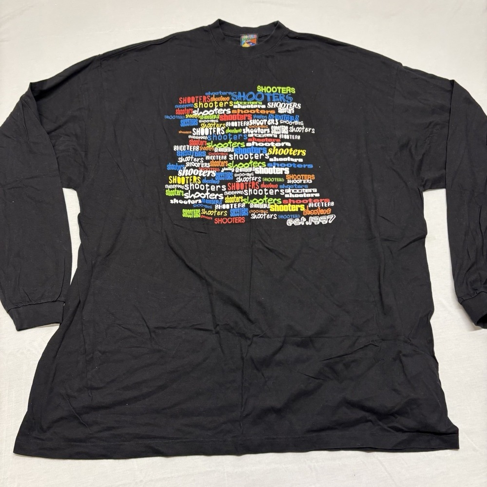 Vintage Shooters Sports Urban DMV 90s Hip Hop T‎ Shirt Black Long Sleeve 4XL EUC